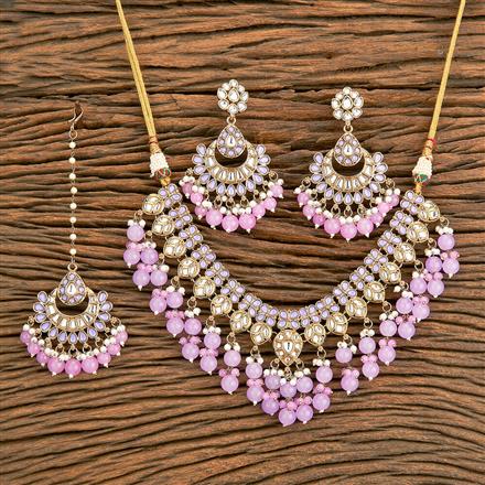 Indo Western Beads Necklace With Mehndi Plating