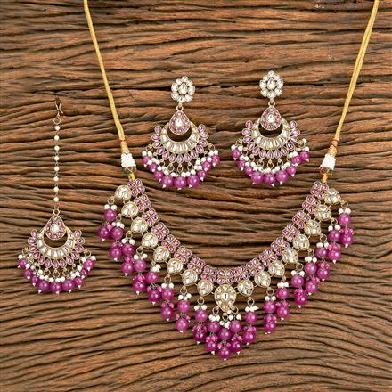 Indo Western Beads Necklace With Mehndi Plating