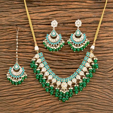 Indo Western Beads Necklace With Gold Plating