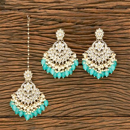Indo Western Chand Earring Tikka With Gold Plating