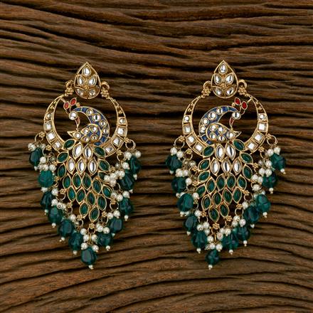 Indo Western Peacock Earring With Mehndi Plating