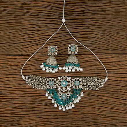 Indo Western Choker Necklace With Oxidised Plating