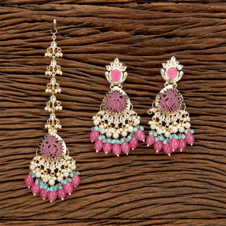 Indo Western Classic Earring Tikka With Gold Plating