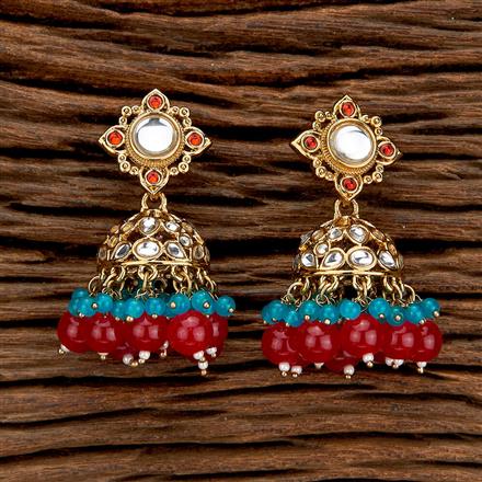 Indo Western Beads Earring With Mehndi Plating