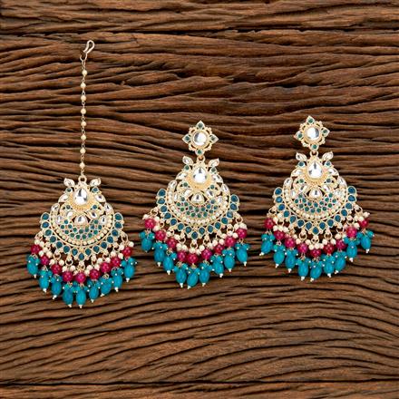 Indo Western Classic Earring Tikka With Gold Plating