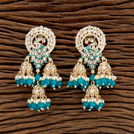 Indo Western Peacock Earring With Gold Plating
