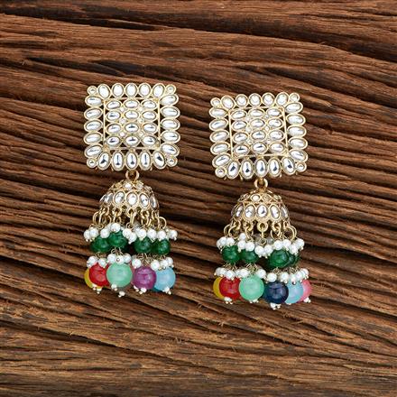 Indo Western Beads Earring With Mehndi Plating