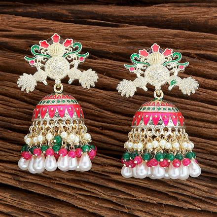 Indo Western Peacock Earring With Gold Plating