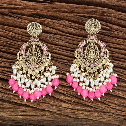 Indo Western Temple Earring With Matte Gold Plating