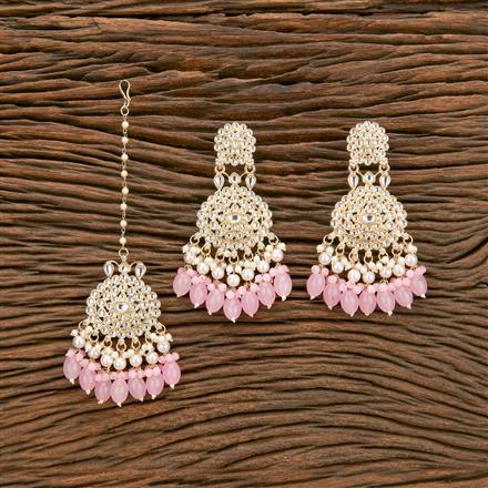 Indo Western Beads Earring Tikka With Gold Plating