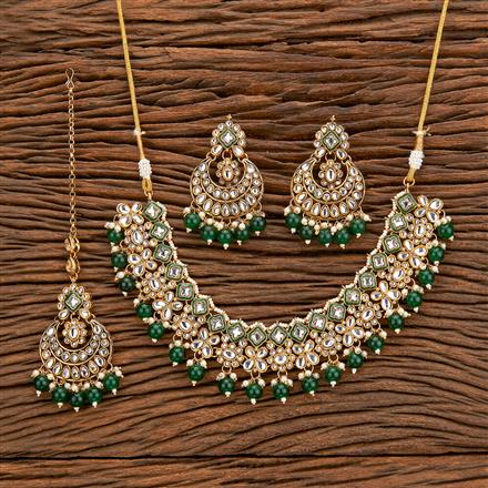 Indo Western Beads Necklace With Gold Plating