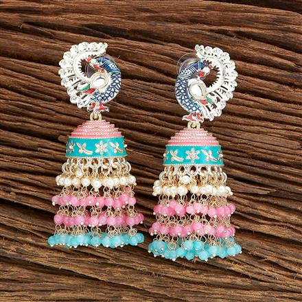 Indo Western Peacock Earring With Gold Plating