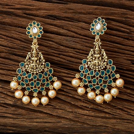 Indo Western Temple Earring With Matte Gold Plating