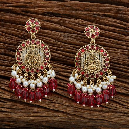 Indo Western Temple Earring With Matte Gold Plating