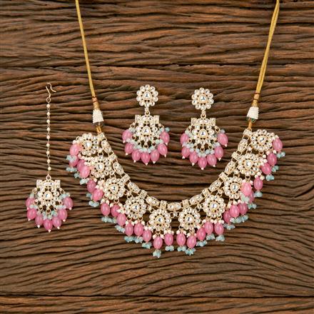 Indo Western Beads Necklace With Gold Plating