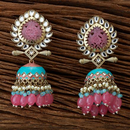 Indo Western Beads Earring With Mehndi Plating