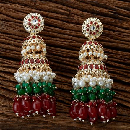 Indo Western Beads Earring With Gold Plating
