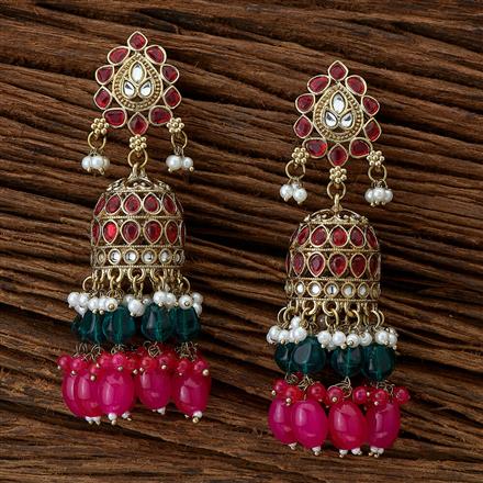 Indo Western Beads Earring With Mehndi Plating