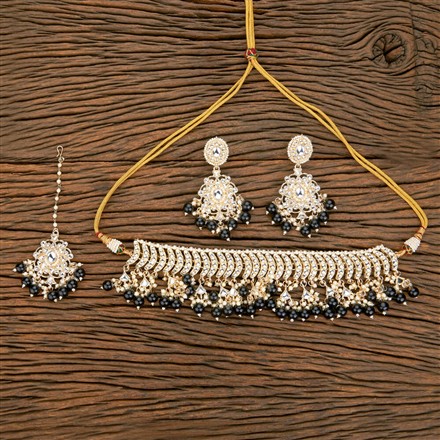 Indo Western Beads Necklace With Gold Plating