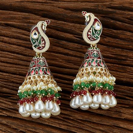 Indo Western Peacock Earring With Gold Plating
