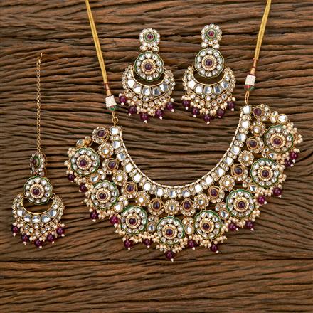Indo Western Beads Necklace With Gold Plating
