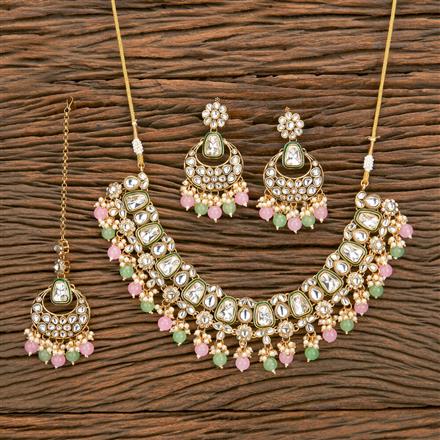 Indo Western Beads Necklace With Gold Plating