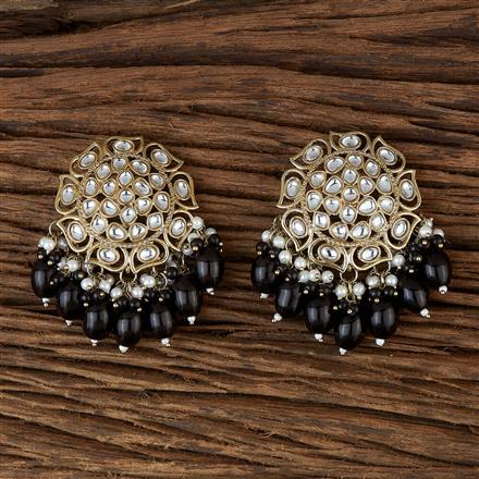 Indo Western Beads Earring With Mehndi Plating
