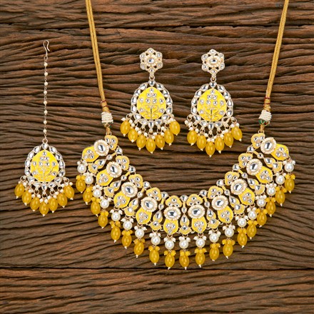 Indo Western Beads Necklace With Gold Plating