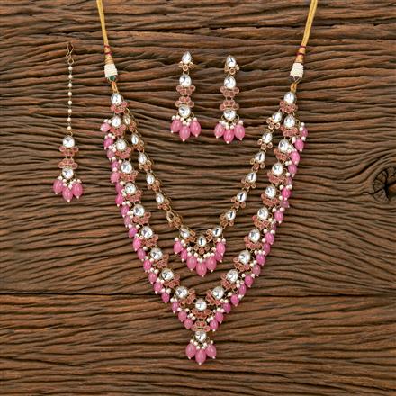 Indo Western Beads Necklace With Mehndi Plating