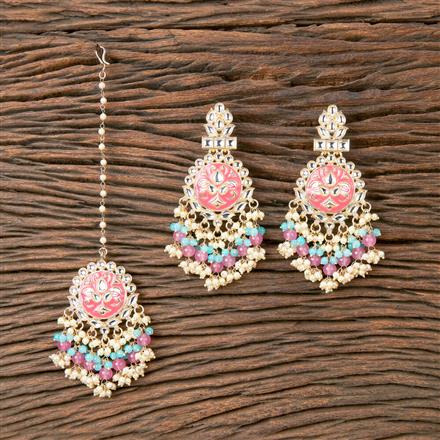 Indo Western Meenakari Earring Tikka With Gold Plating