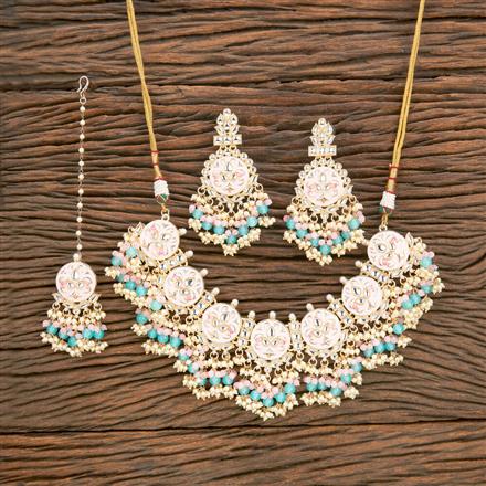 Indo Western Beads Necklace With Gold Plating