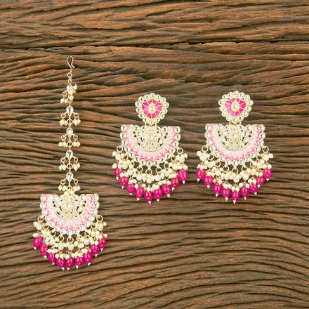 Indo Western Beads Earring Tikka With Gold Plating