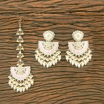 Indo Western Beads Earring Tikka With Gold Plating