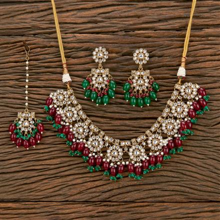 Indo Western Beads Necklace With Mehndi Plating