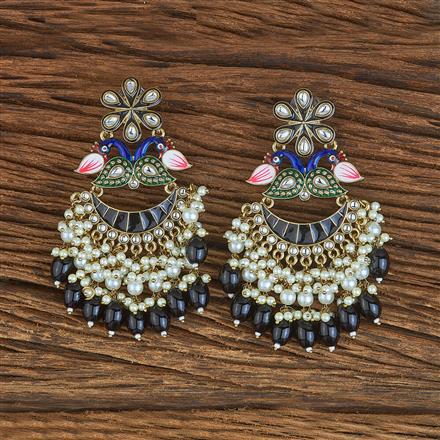 Indo Western Peacock Earring With Mehndi Plating