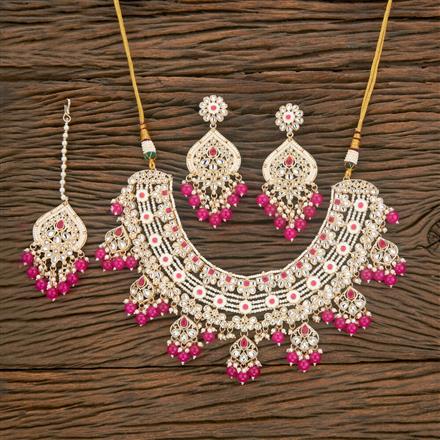 Indo Western Beads Necklace With Gold Plating