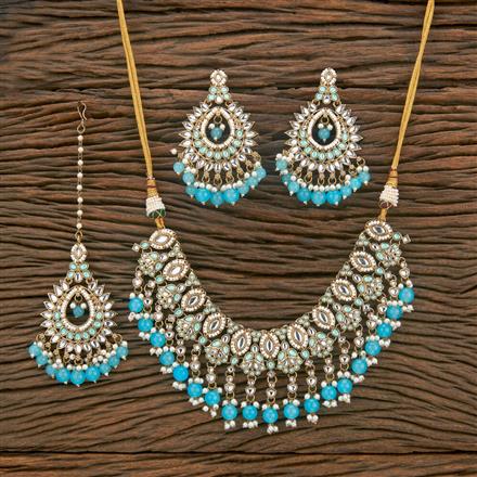 Indo Western Beads Necklace With Mehndi Plating