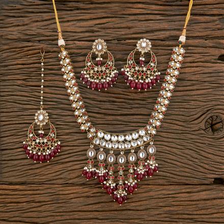 Indo Western Pearl Necklace With Mehndi Plating