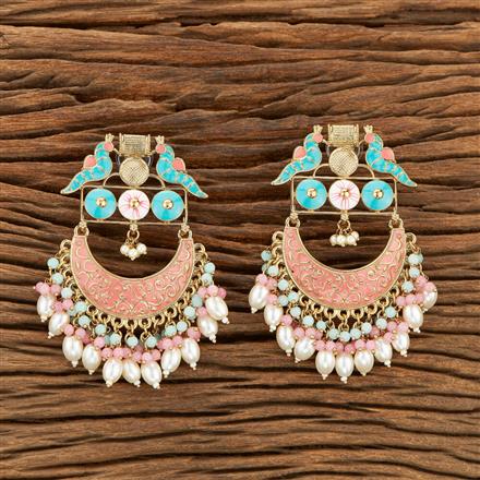 Indo Western Peacock Earring With Mehndi Plating