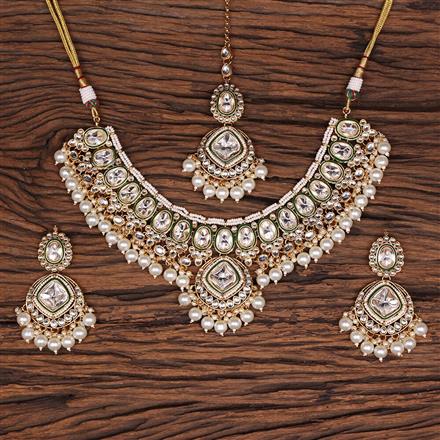 Indo Western Beads Necklace With Gold Plating