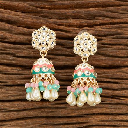 Indo Western Meenakari Jhumki With Gold Plating
