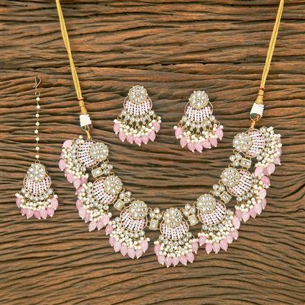 Indo Western Beads Necklace With Mehndi Plating