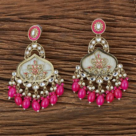 Indo Western Meenakari Earring With Mehndi Plating