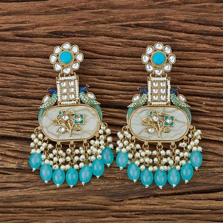 Indo Western Peacock Earring With Mehndi Plating