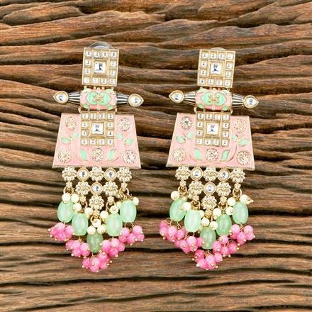 Indo Western Meenakari Earring With Mehndi Plating