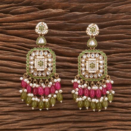 Indo Western Meenakari Earring With Mehndi Plating