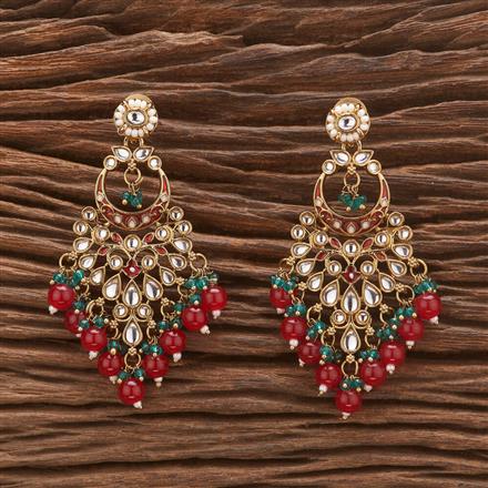 Indo Western Beads Earring With Mehndi Plating