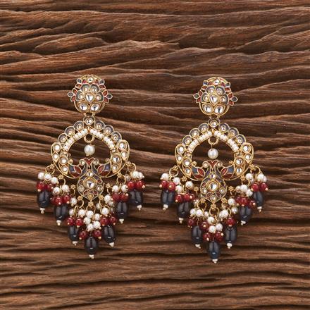 Indo Western Peacock Earring With Mehndi Plating