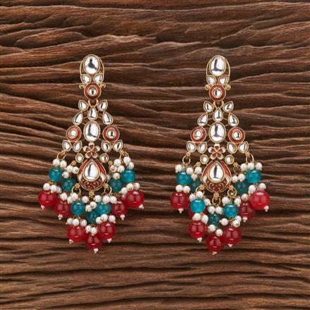 Indo Western Meenakari Earring With Mehndi Plating