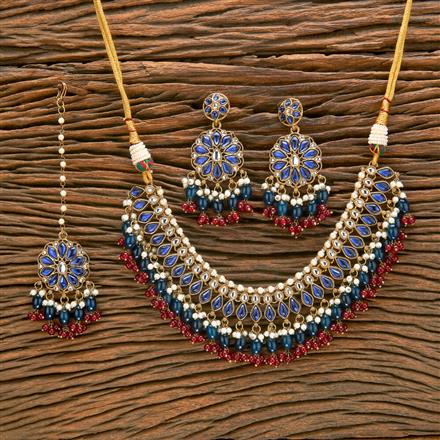 Indo Western Beads Necklace With Mehndi Plating